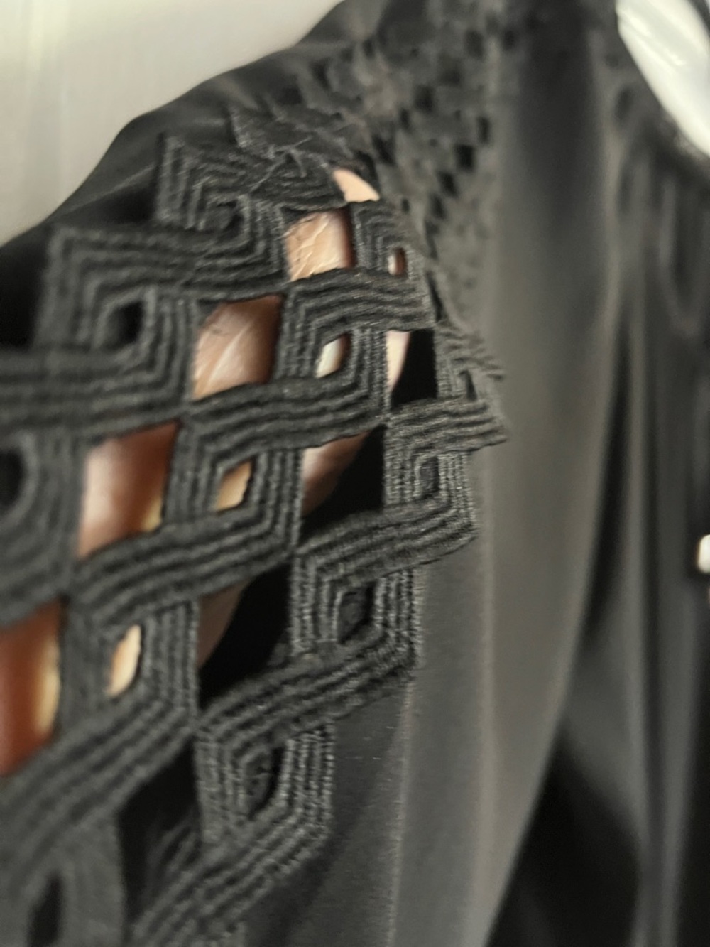 Zac & Rachel 2 X Black Lattice-Shoulder & Arm Peasant Blouse